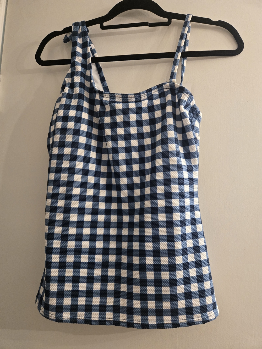 crown & ivy Blue and White Gingham One-Piece Swim Top